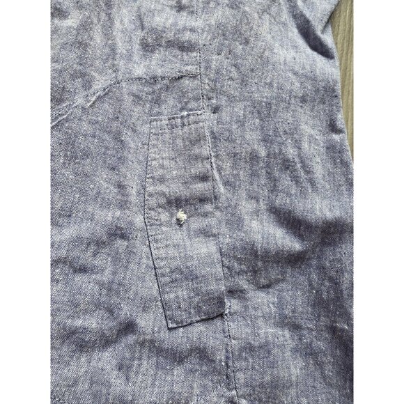 Sarid Olsen Hooded Blue Linen Blend Button-Up Jacket Medium W/ Side Pockets - Picture 10 of 12